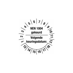 Keuringsstickers NEN 1004 voor het markeren van de vervaldatum van rolsteigers van meetwinkel de marktleider in keuringsstickers.