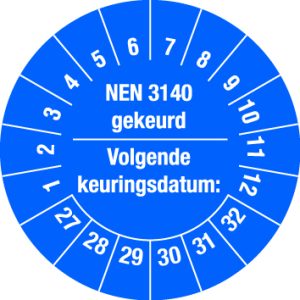 Keuringsstickers NEN 3140 Blauw | 2026-2031