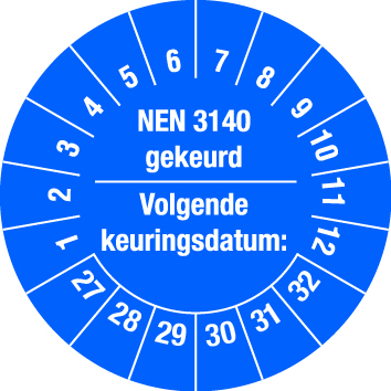 Keuringsstickers NEN 3140 Blauw | 2026-2031