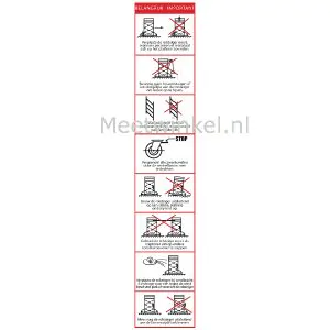 Pictogrammen voor het geven van een instructie voor het veilig gebruik van rolsteigers van meetwinkel, de leverancier van keurend Nederland