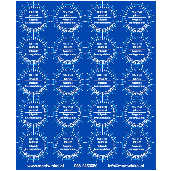 Keuringsstickers NEN 3140 Blauw (set 200 stuks)