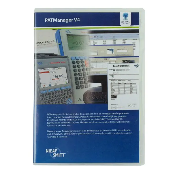 Nieaf-Smitt PAT-Manager upgrade software voor de Safetypat en Multipat xe tester van meetwinkel de leverancier van keurend en inspecterend Nederland