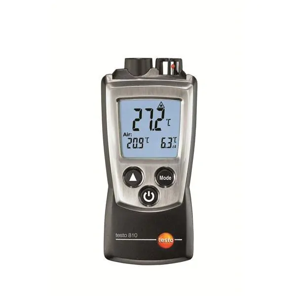 De Testo 810 is een eenvoudige en nauwkeurige contactloze temperatuurmeter van meetwinkel de leverancier van keurend en inspecterend nederland